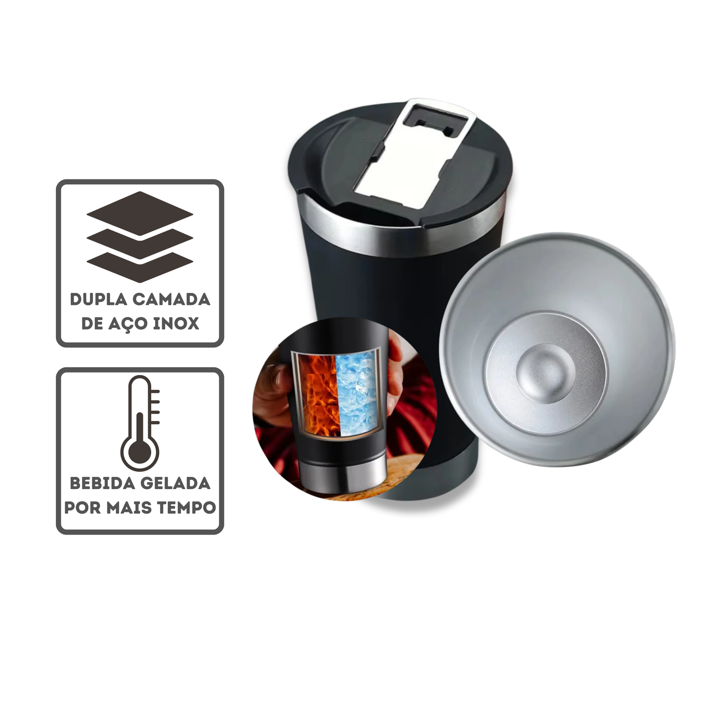 Copo Térmico Dupla Camada - Diogo Portugal - Fritada - Única - 490 ml