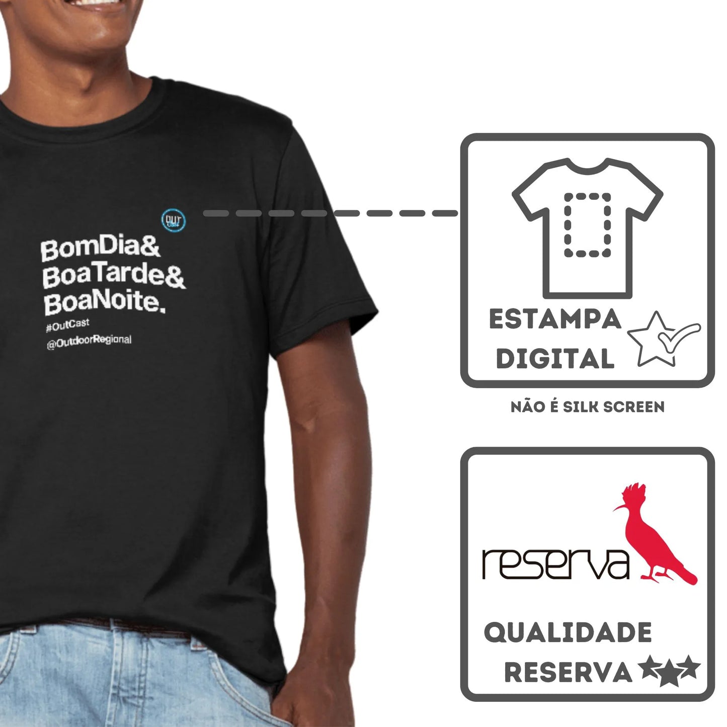 Camiseta Algodão Quality Bom Dia - Boa Tarde - Boa Noite Outcast - Masculino