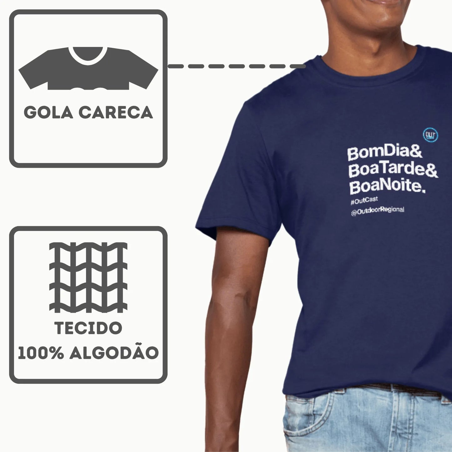 Camiseta Algodão Quality Bom Dia - Boa Tarde - Boa Noite Outcast - Masculino