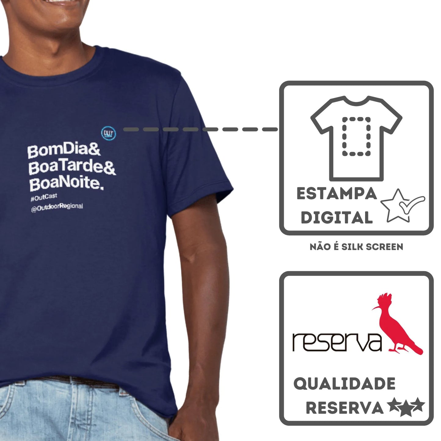 Camiseta Algodão Quality Bom Dia - Boa Tarde - Boa Noite Outcast - Masculino