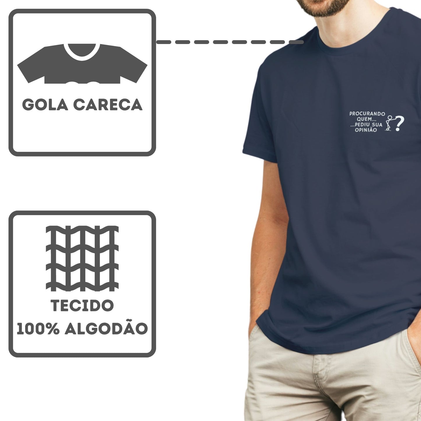 Camiseta Algodão Quality Sua Comédia - Procurando sua Opinião - Masculino
