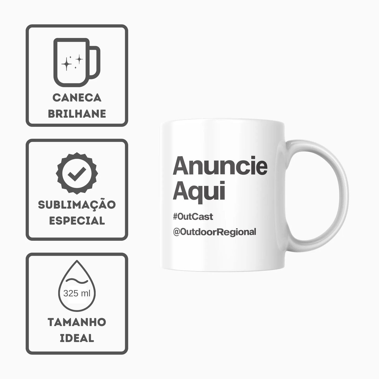 Caneca Porcelana Brilho - Outcast - Anuncie no Outcast