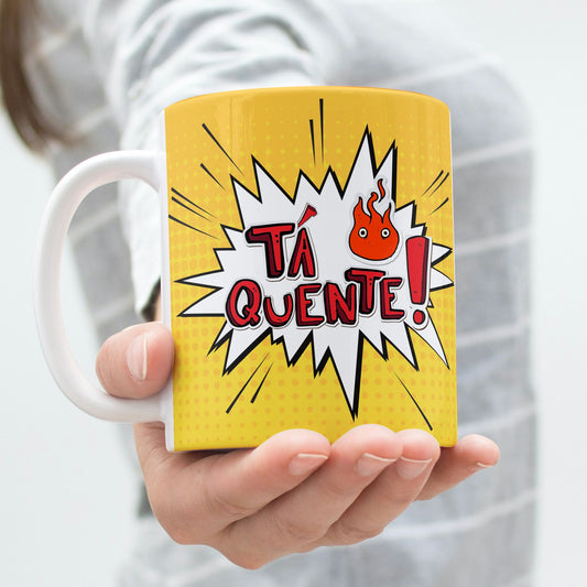 Caneca Porcelana Brilho - Sua Comédia - Ta quente - Única - 325 ml