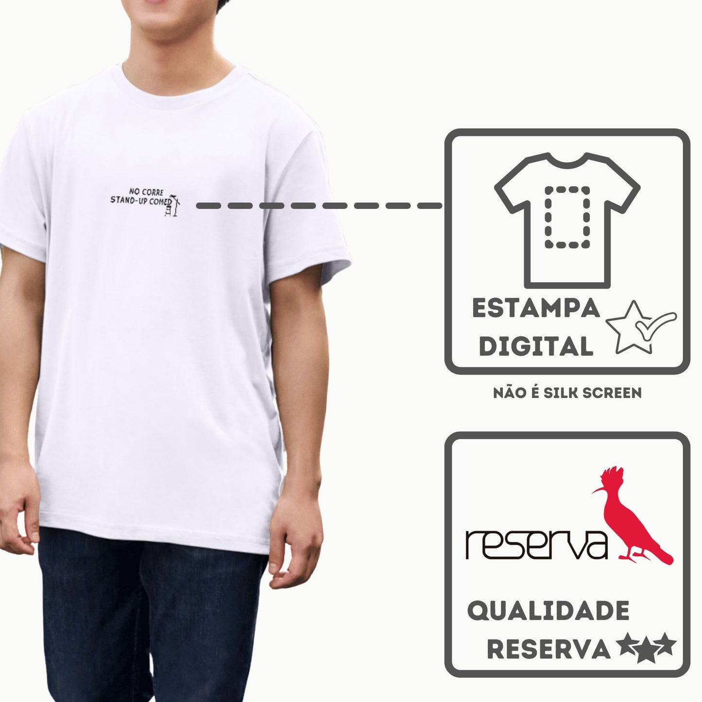 Camiseta Algodão Quality No Corre - Stand-up Comedy - Masculino