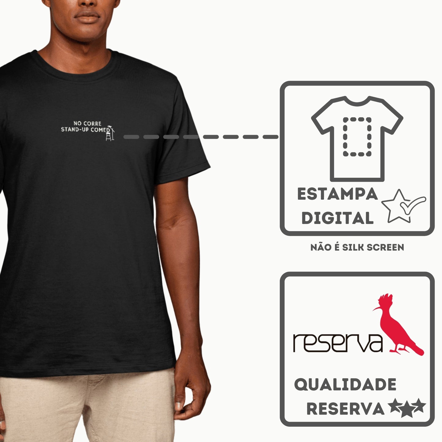 Camiseta Algodão Quality No Corre - Stand-up Comedy - Masculino